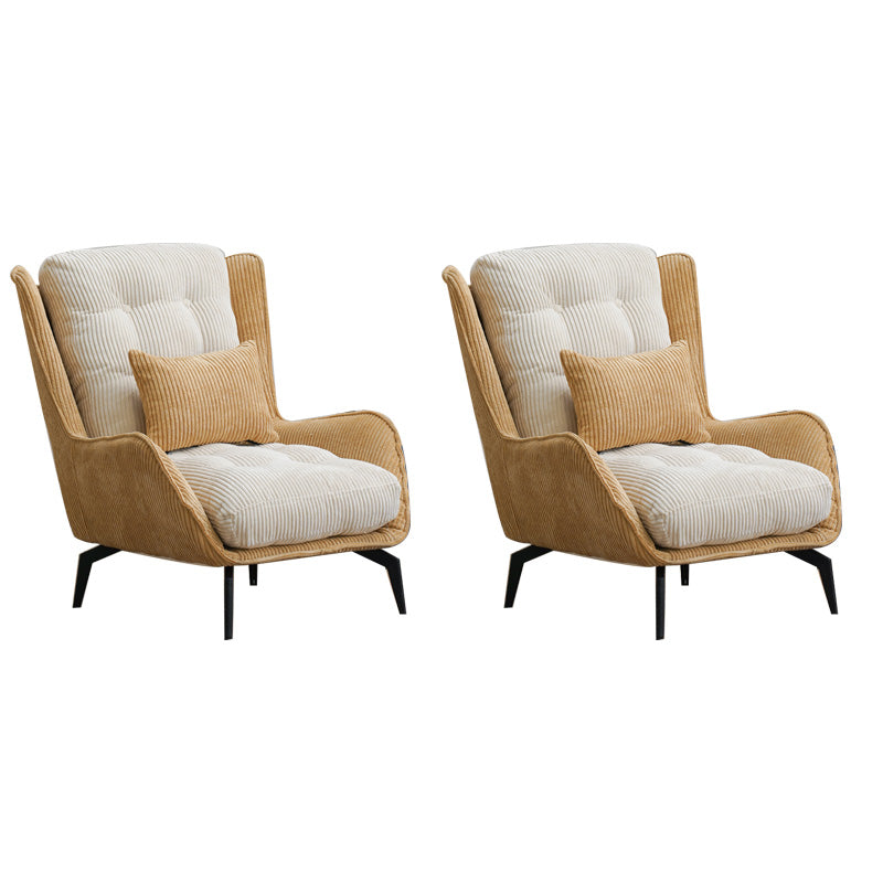 Modern Accent Chair Solid Color Corduroy Tufted Back Basic Four Leg Chair