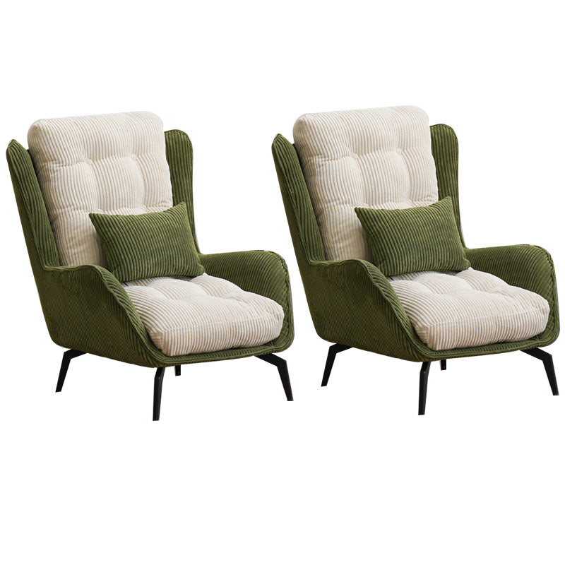 Modern Accent Chair Solid Color Corduroy Tufted Back Basic Four Leg Chair