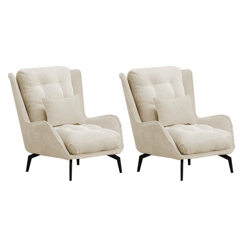 Modern Accent Chair Solid Color Corduroy Tufted Back Basic Four Leg Chair