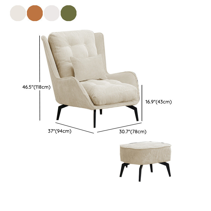 Modern Accent Chair Solid Color Corduroy Tufted Back Basic Four Leg Chair
