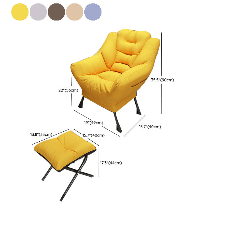 Scandinavian Accent Chair Solid Color Bedroom Reclining Basic Four Leg Arm Chair