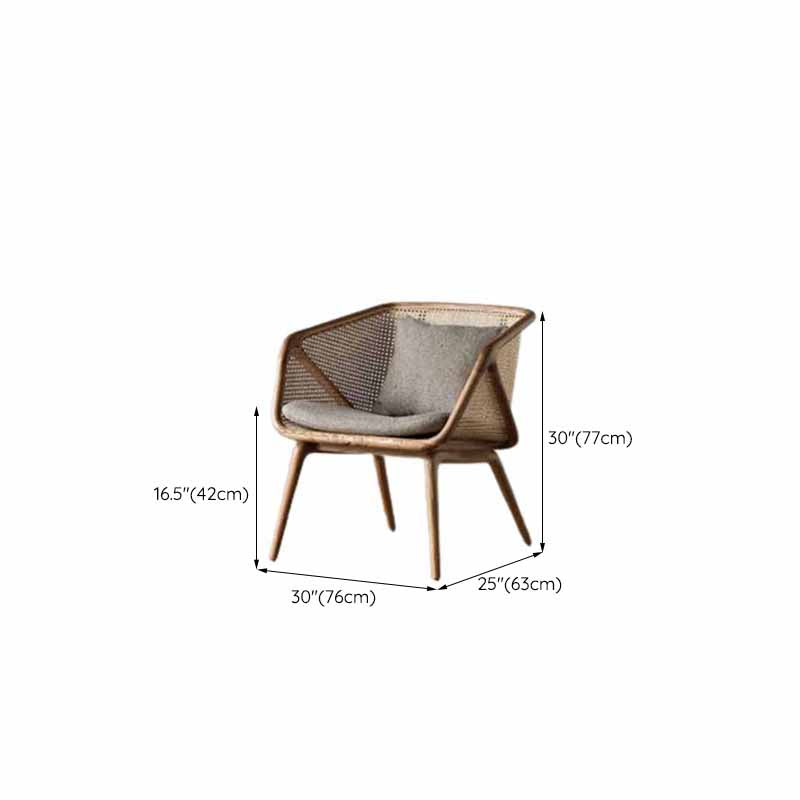 Rattan Linen Sofa 25.59" High Sloped Arm Sofa with Loose Back for Living Room