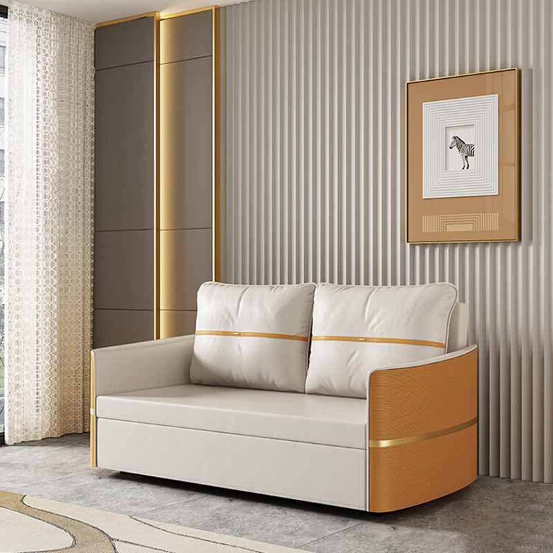 Faux Leather Convertible Sofa Bed with Pillows Seating with Storage