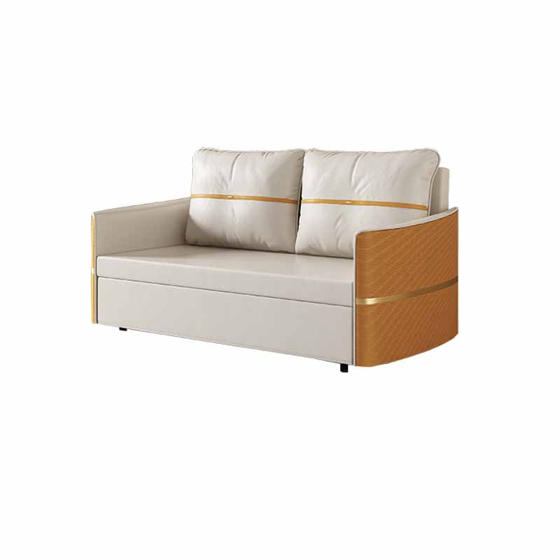 Faux Leather Convertible Sofa Bed with Pillows Seating with Storage