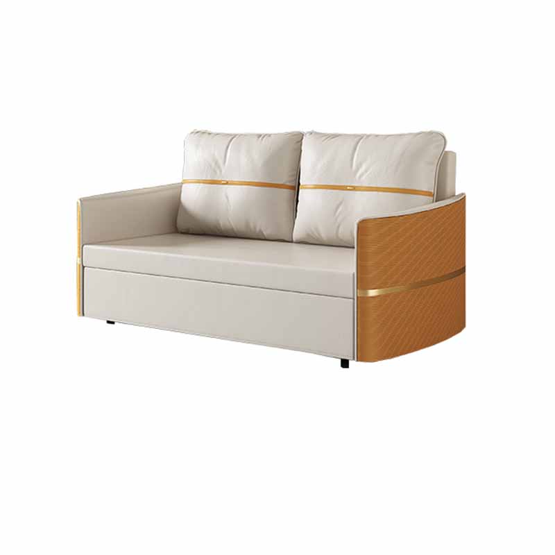 Faux Leather Convertible Sofa Bed with Pillows Seating with Storage