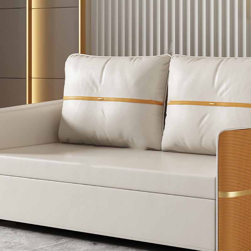 Faux Leather Convertible Sofa Bed with Pillows Seating with Storage