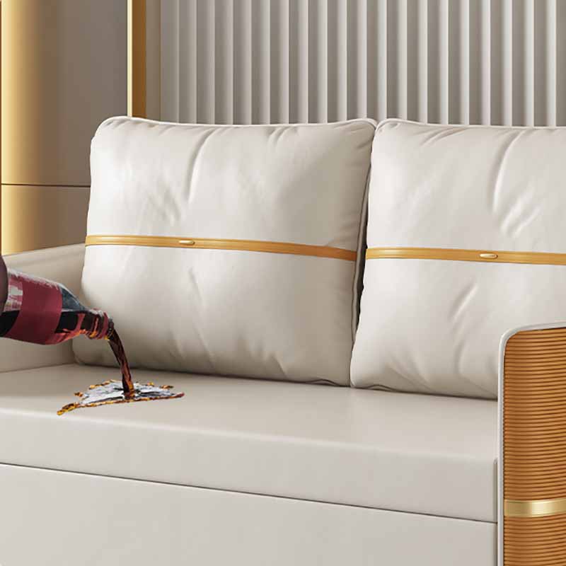 Faux Leather Convertible Sofa Bed with Pillows Seating with Storage