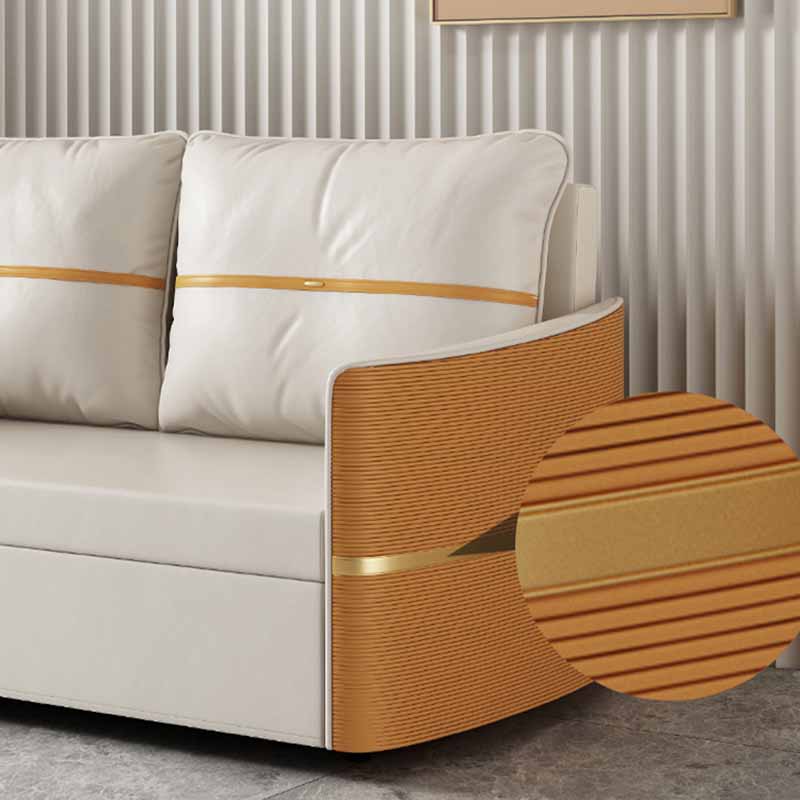 Faux Leather Convertible Sofa Bed with Pillows Seating with Storage