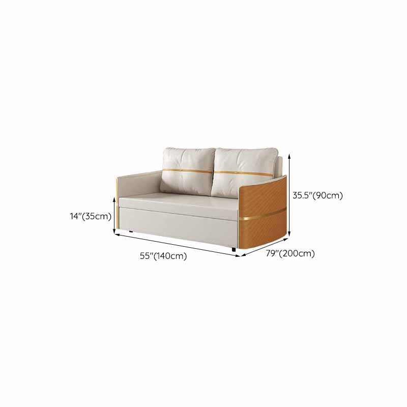 Faux Leather Convertible Sofa Bed with Pillows Seating with Storage