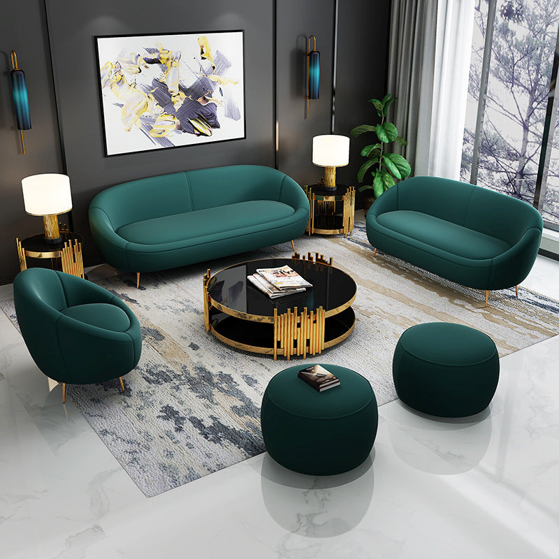 Solid Color Sloped Arms Sofa Tight Back Stain Resistant No Distressing Sofa