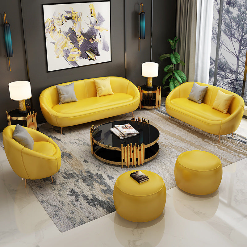 Solid Color Sloped Arms Sofa Tight Back Stain Resistant No Distressing Sofa