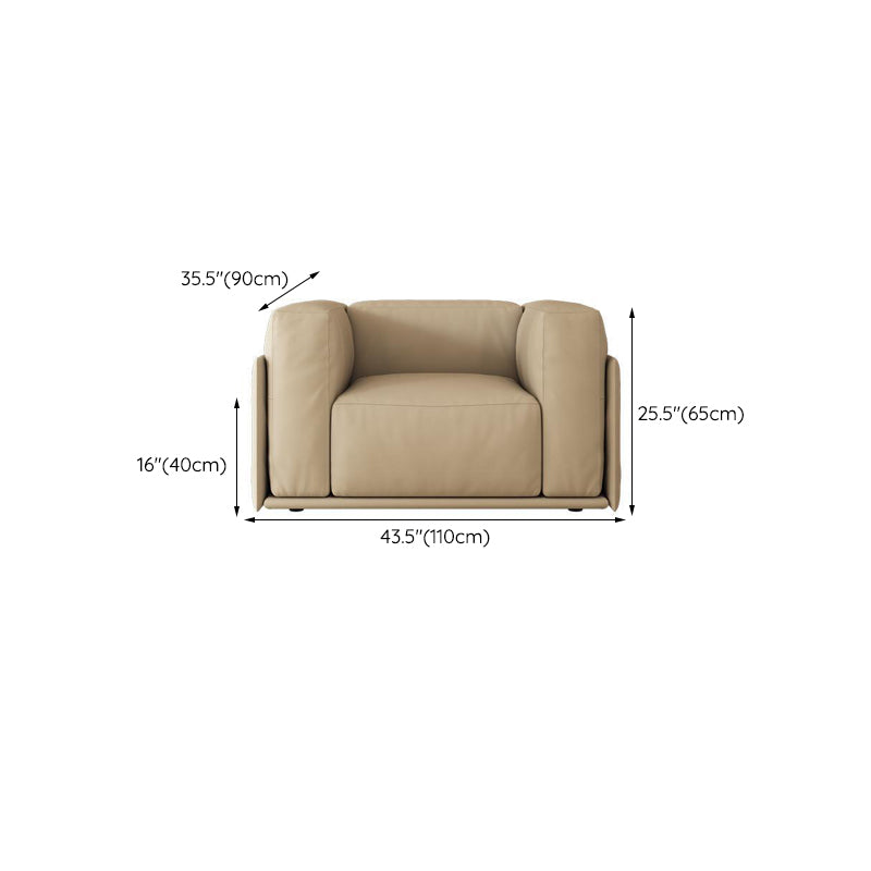 Faux Leather Square Arm Sofa Stain Resistant No Distressing Solid Color Sofa