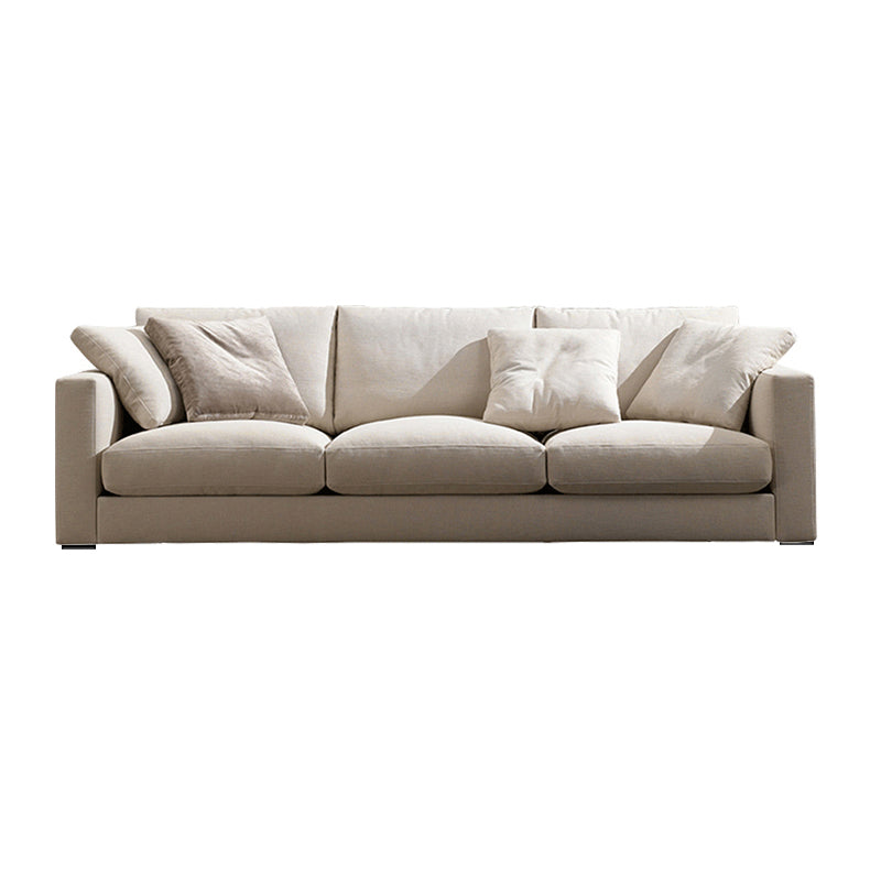 Standard Square Arm Sofa with Pillows Seating in Beige for Apartment