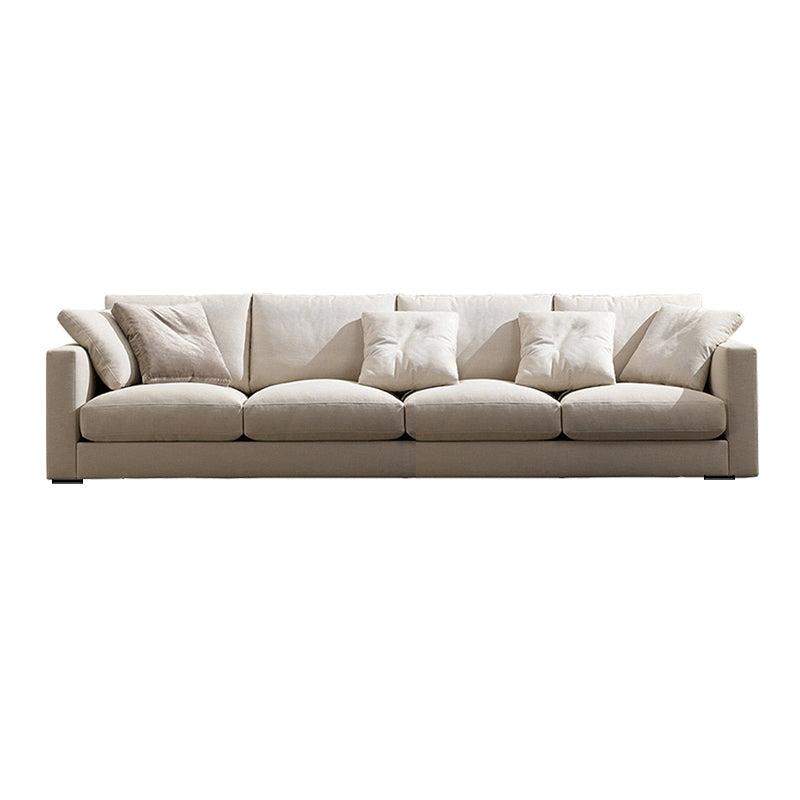 Standard Square Arm Sofa with Pillows Seating in Beige for Apartment