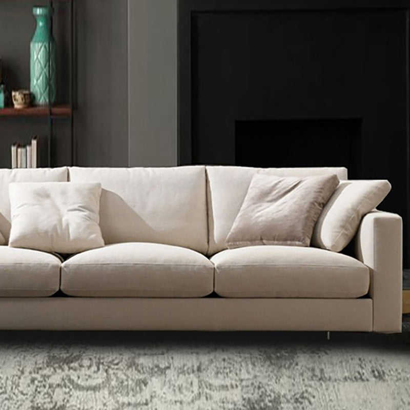 Standard Square Arm Sofa with Pillows Seating in Beige for Apartment