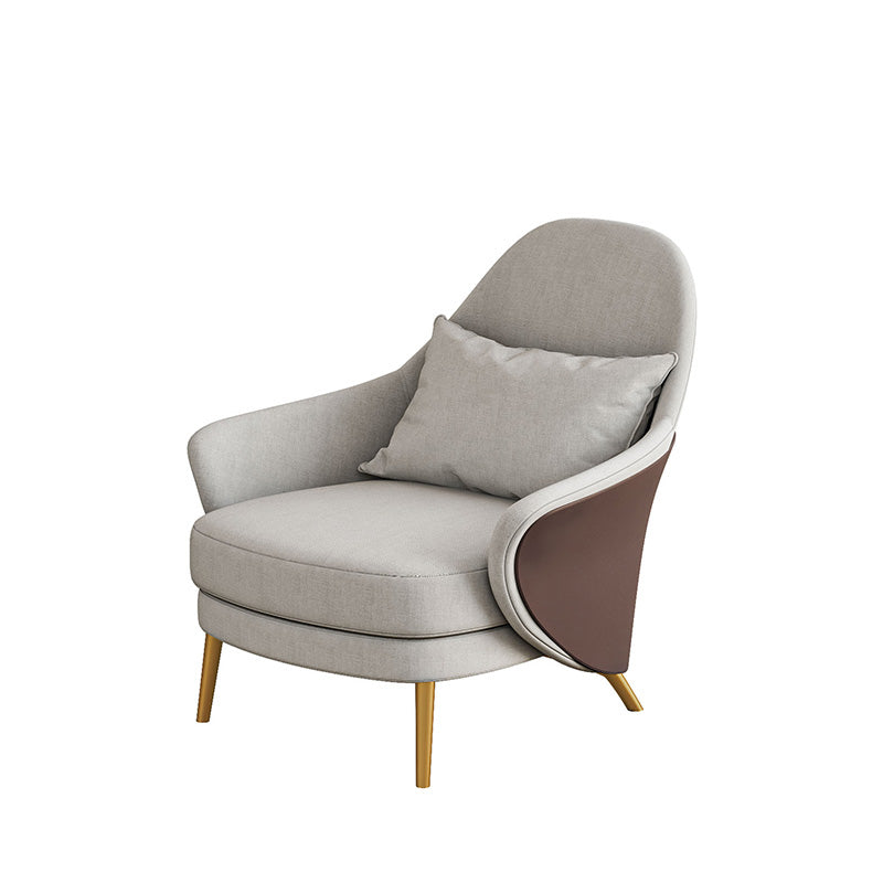 Tuxedo Arm Sofa Linen and Faux Leather Seating for Bonus Room