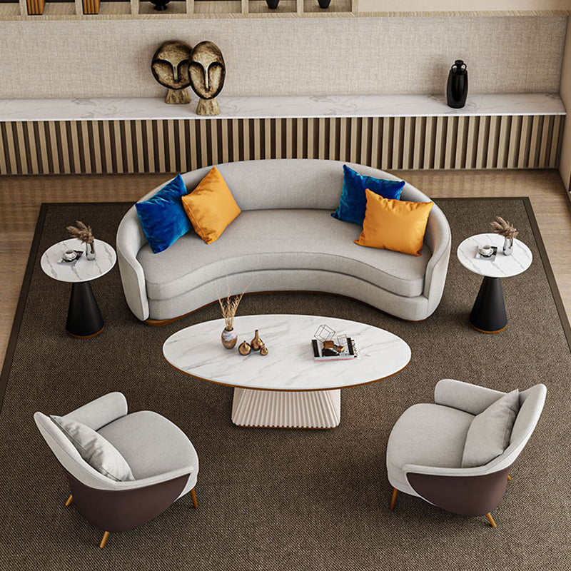 Tuxedo Arm Sofa Linen and Faux Leather Seating for Bonus Room