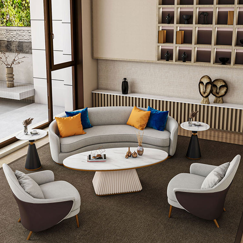 Tuxedo Arm Sofa Linen and Faux Leather Seating for Bonus Room
