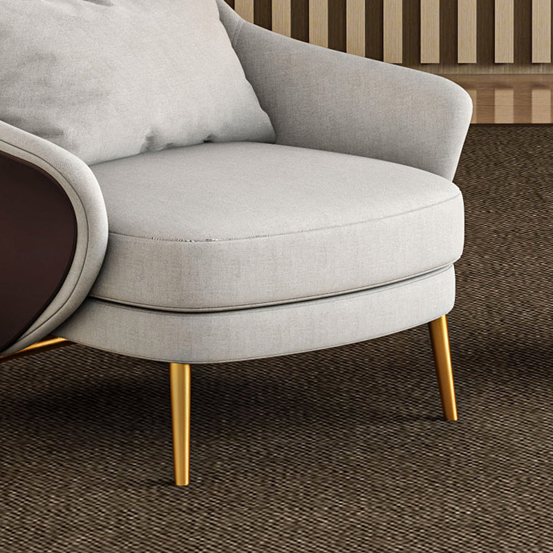 Tuxedo Arm Sofa Linen and Faux Leather Seating for Bonus Room