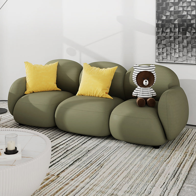 Contemporary Square Arm Sofa with Pillows Seating in Green and Beige