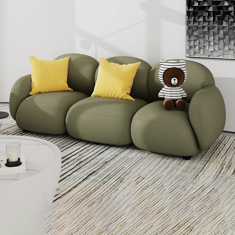 Contemporary Square Arm Sofa with Pillows Seating in Green and Beige