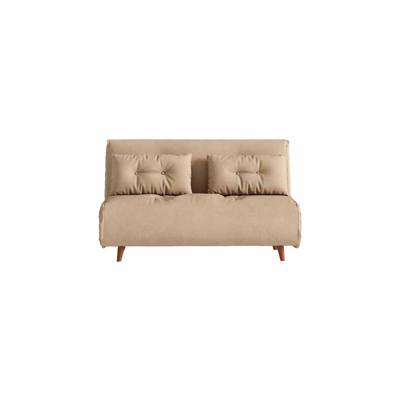 Armless Contemporary Sofa with Pillows Seating in Forest Green and Beige