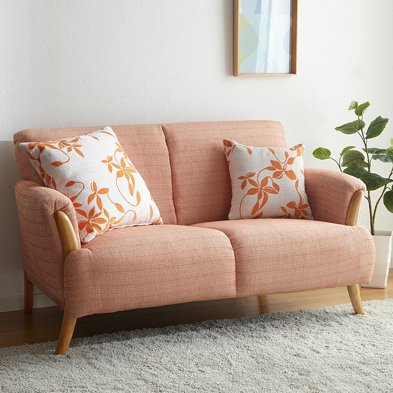 Modern Stationary Settee Solid Color Recessed Arm Sofa for Living Room