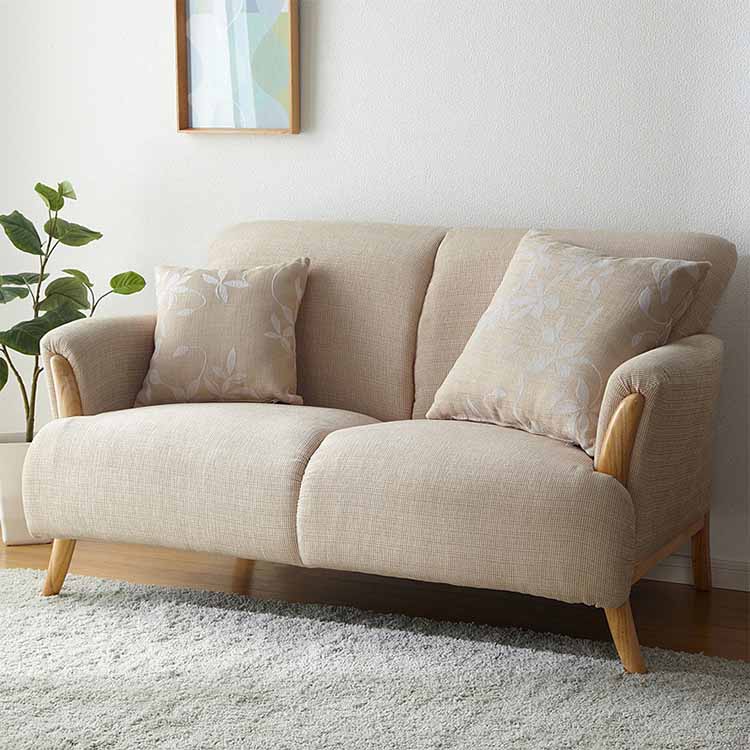 Modern Stationary Settee Solid Color Recessed Arm Sofa for Living Room