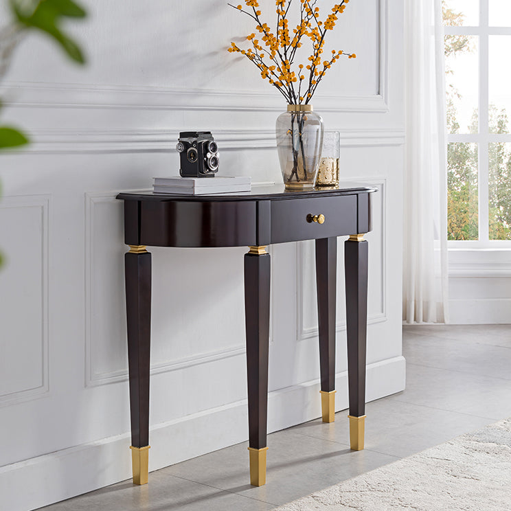 Mid-Century Modern Wood Console Table Half Moon Console Sofa Table for Hall