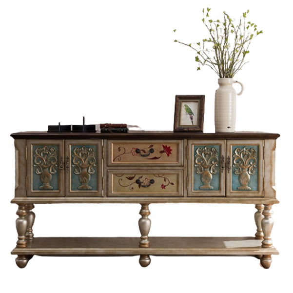 French Country Rectangle Console Table Rubber Wood Console Accent Table for Hall