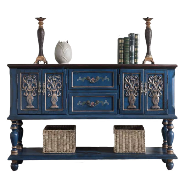 French Country Rectangle Console Table Rubber Wood Console Accent Table for Hall