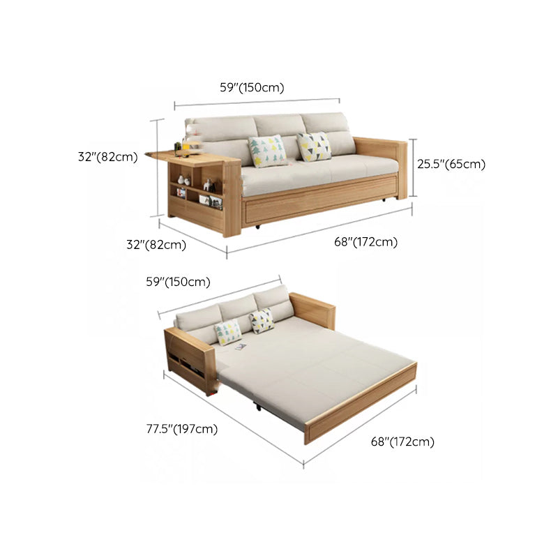32" Wide Scandinavian Sofa Bed Pillow Included Wood Sleeper Sofa
