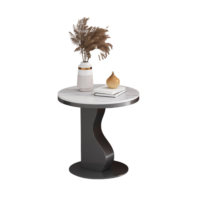 Stone & Iron End Table Dia 19.69" High Round Sofa Side Accent Table
