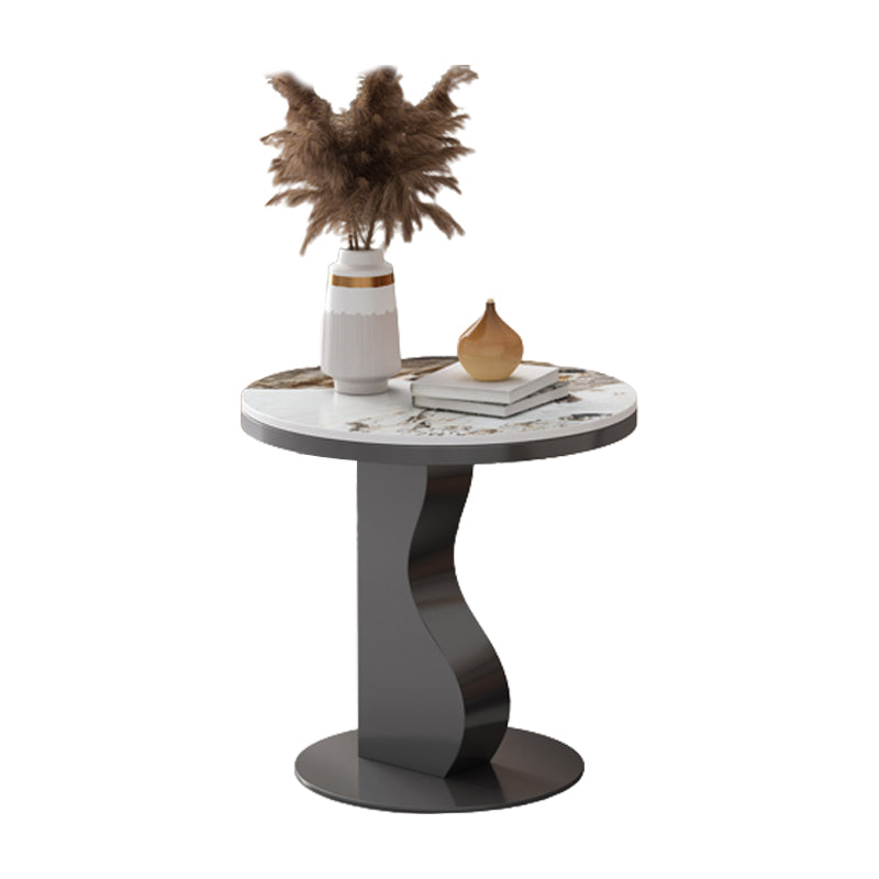 Stone & Iron End Table Dia 19.69" High Round Sofa Side Accent Table