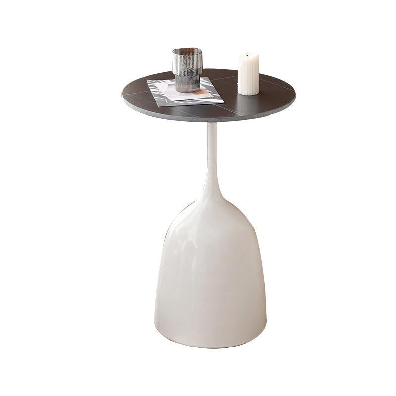 Round Top Side Table Metal 1 Leg Base Living Room End  Side Table