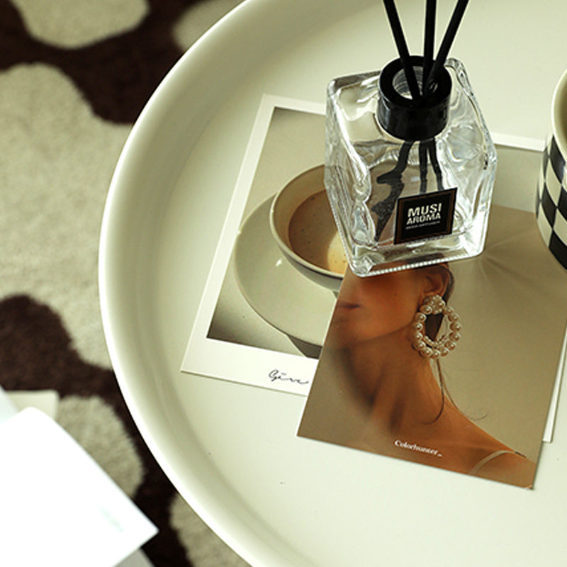 Round Top Side Table Metal 1 Leg Base Living Room End  Side Table