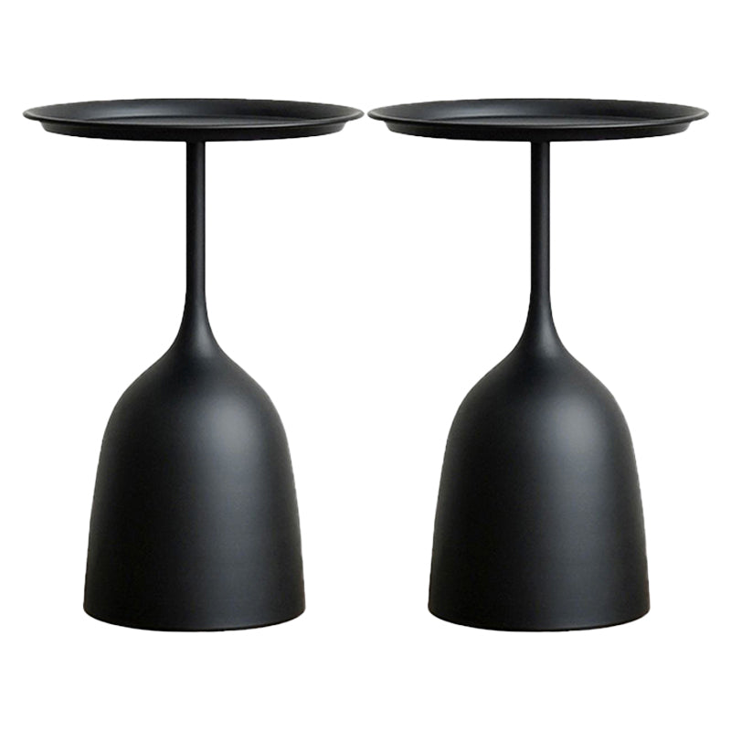 Round Top Side Table Metal 1 Leg Base Living Room End  Side Table