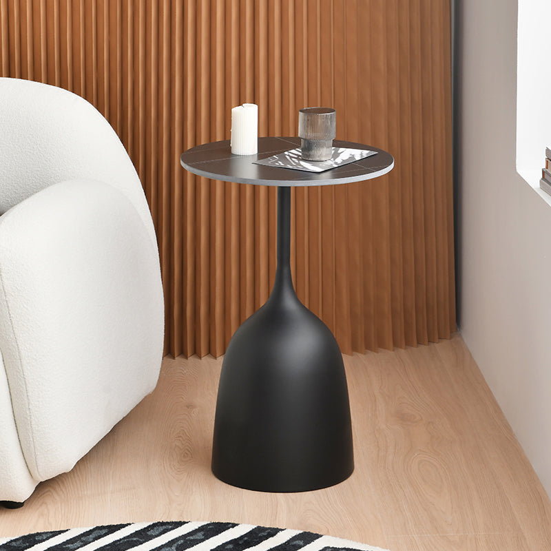 Round Top Side Table Metal 1 Leg Base Living Room End  Side Table