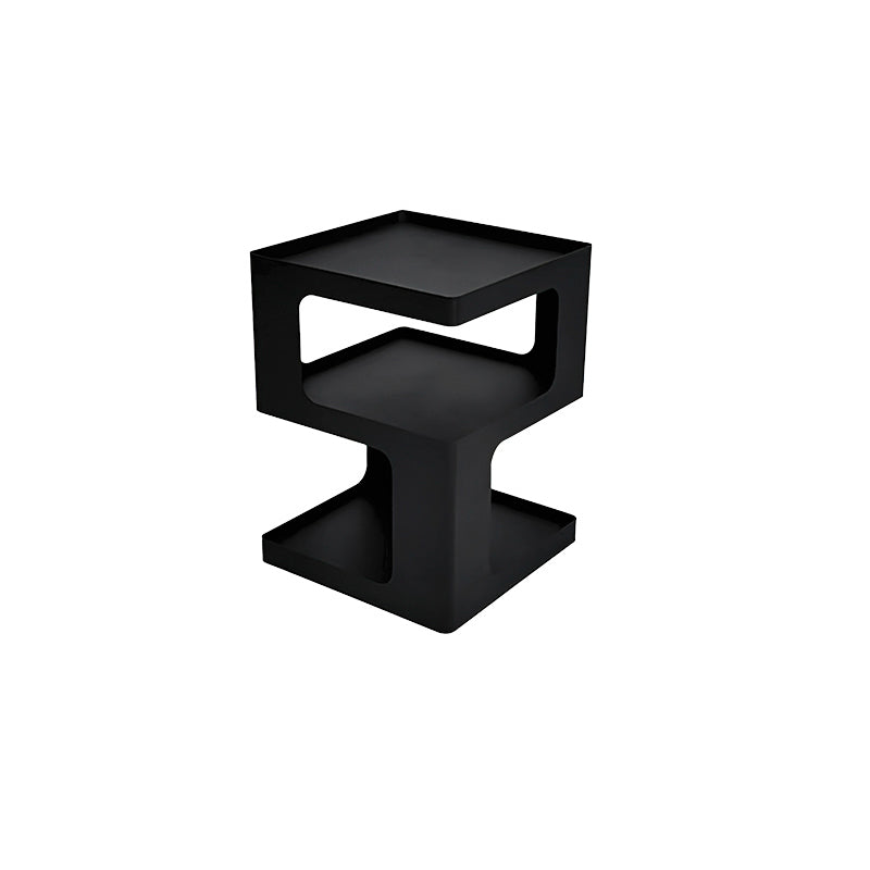 Abstract End Table Sqaure Top Accent Side Table With Shelves