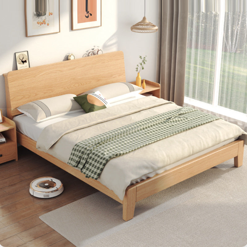 Contemporary Panel Rectangular with Headboard Wood Natural Panel Bed