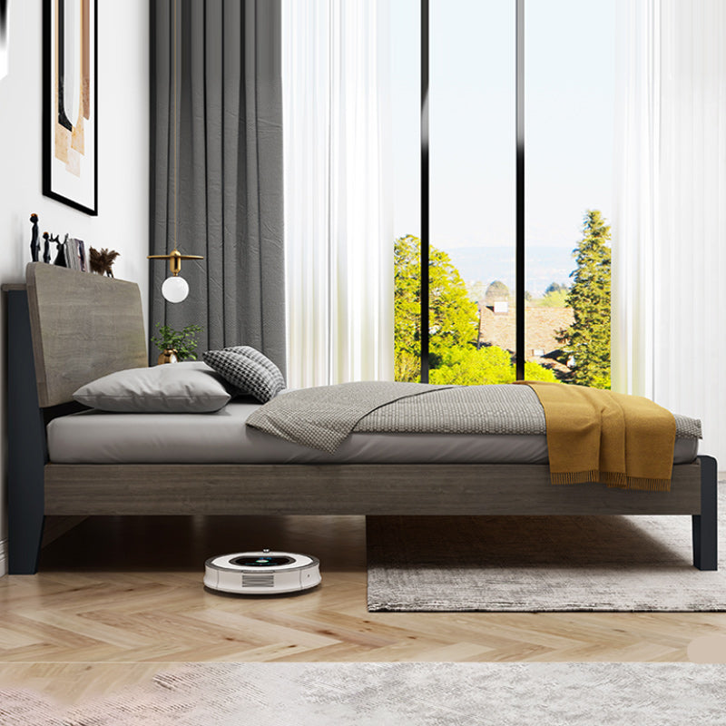 Contemporary Wood Mattress Included with Headboard Rectangular Panel Bed