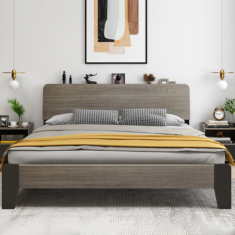 Contemporary Wood Mattress Included with Headboard Rectangular Panel Bed