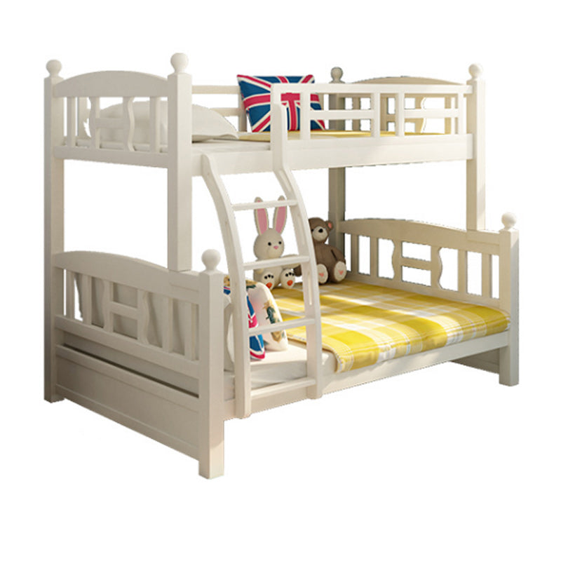 Solid Wood Bunk Bed Modern Style White Bunk Bed with Guardrail