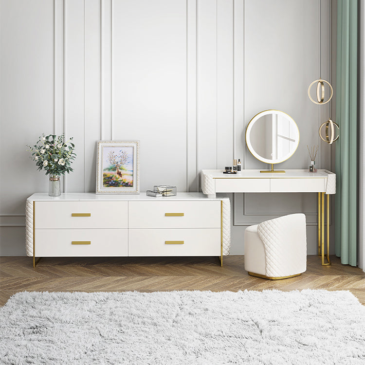 White Make-up Vanity 17.71" Wide Makeup Vanity Desk Table with 6 Drawers