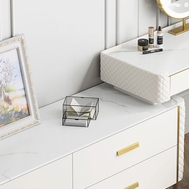 White Make-up Vanity 17.71" Wide Makeup Vanity Desk Table with 6 Drawers