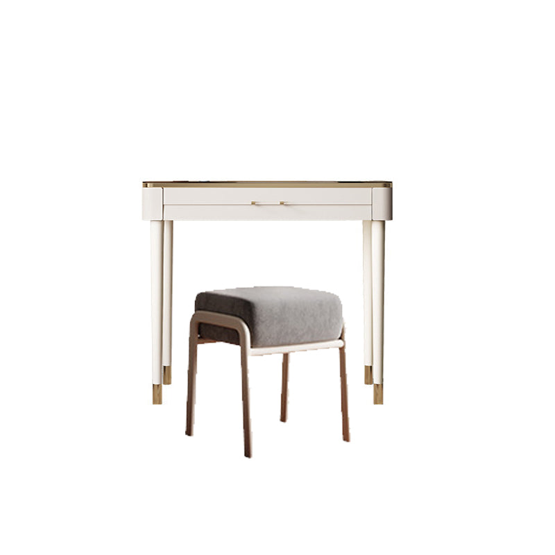 White Make-up Vanity Glass Top Makeup Vanity Desk Table with Drawer
