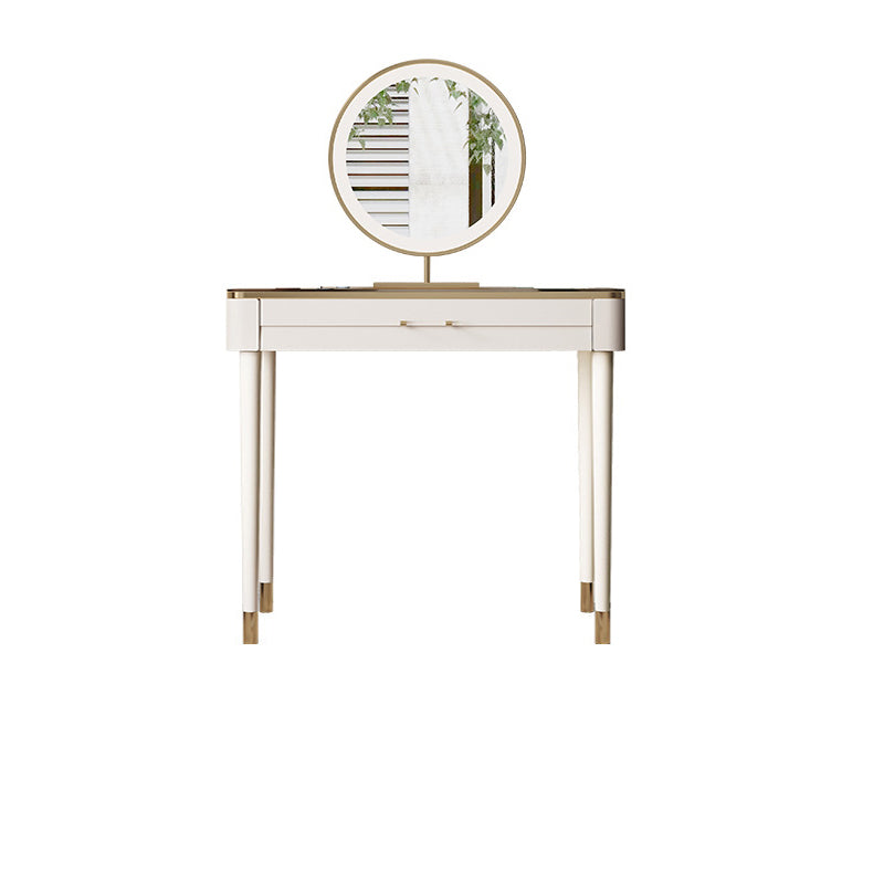 White Make-up Vanity Glass Top Makeup Vanity Desk Table with Drawer