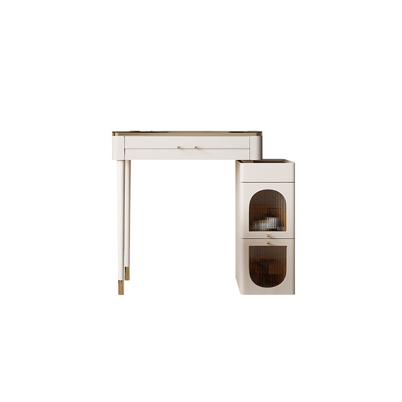 White Make-up Vanity Glass Top Makeup Vanity Desk Table with Drawer