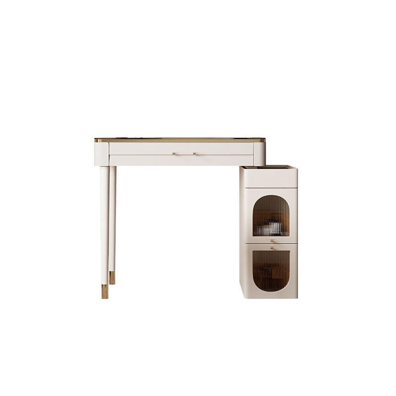 White Make-up Vanity Glass Top Makeup Vanity Desk Table with Drawer