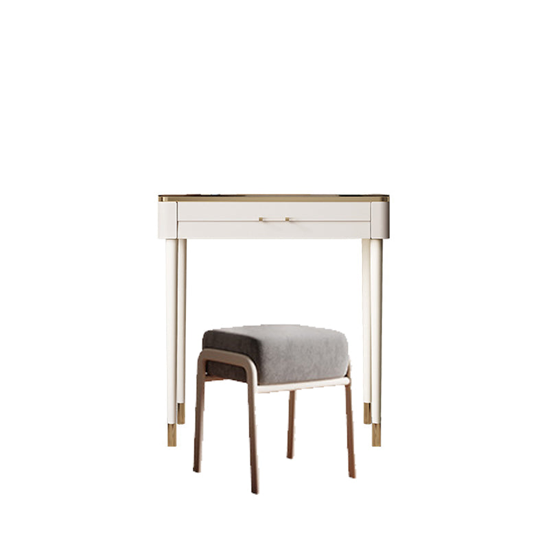 White Make-up Vanity Glass Top Makeup Vanity Desk Table with Drawer